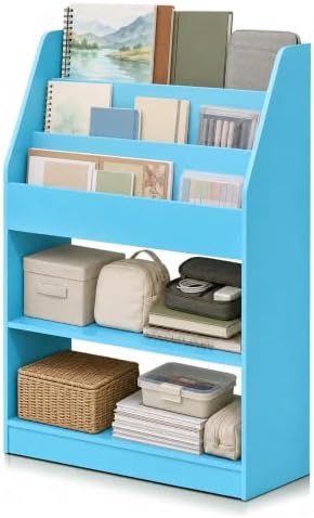 Furinno LOVA Book Shelf, 5-Tier Magazine Bookshelf, Bookcase with Open Shelves Storage, 9.4 x 24.6 x 37, for Living Room