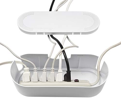 D-Line Cable Management Box (Small) & Cord Spiral Wrap (8.2ft Length) - White