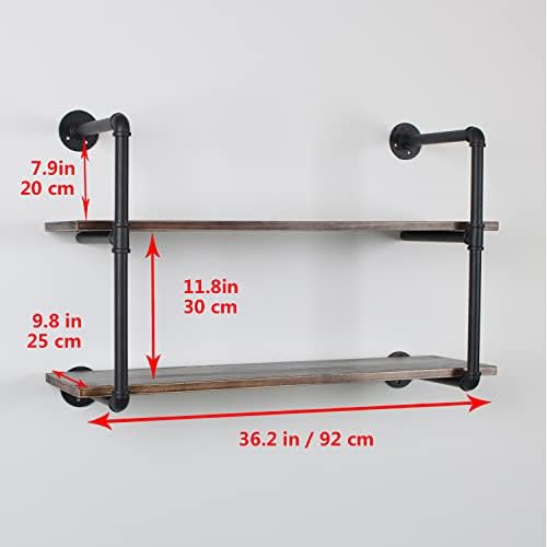 MBQQ Industrial Retro Pipe Shelf 36in 2 Tier Wall Mounted,Rustic Floating Shelves,Farmhouse Kitchen Bar Shelving,Home De