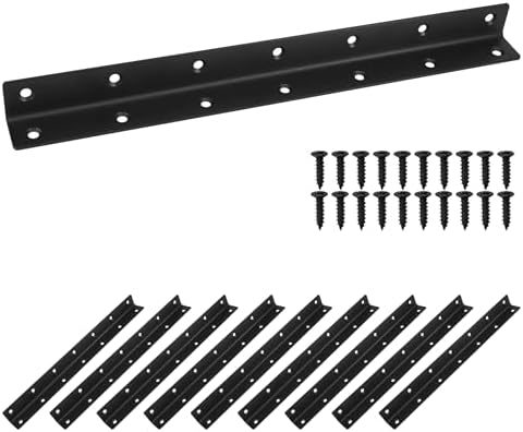 L Bracket, Heavy Duty Corner Brace, 10 Pack 12.8" Metal Shelf Bracket Angle Bracket for Shelves, Black Metal Braces for 