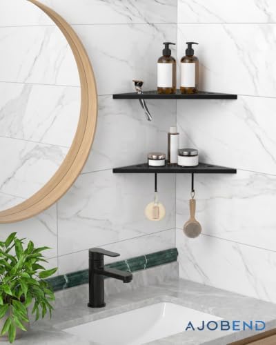 Matte Black Corner Shower Shelves 2-Pack, 10" 304 Stainless Steel Recessed Shelf for Bathroom, Grout in Corner Shelf Rac
