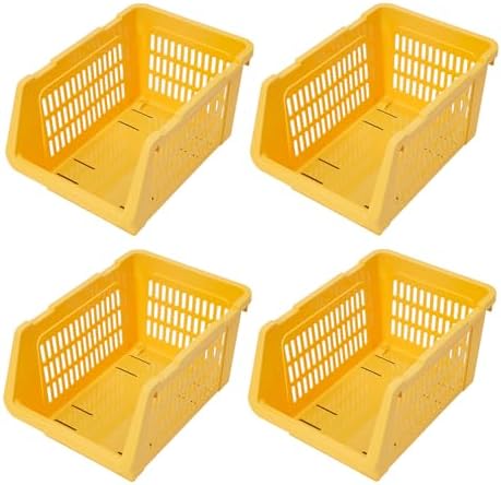 4 Pcs Stackable Storage Baskets, Compact Rolling Storage Baskets Set, Small Stackable Organizer Bins for Kitchen Bedroom