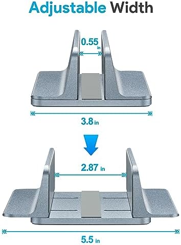 JARLINK Vertical Laptop Stand, Adjustable Aluminum Desktop Holder, Gray
