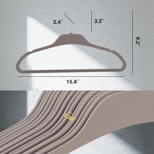 Plastic Hangers for Clothes, Upgraded Rubber Non Slip Clothes Hangers, Non Velvet Durable Clothing Hangers, 15.7 Inches for Adults Clothes, Gray, 20 Pack