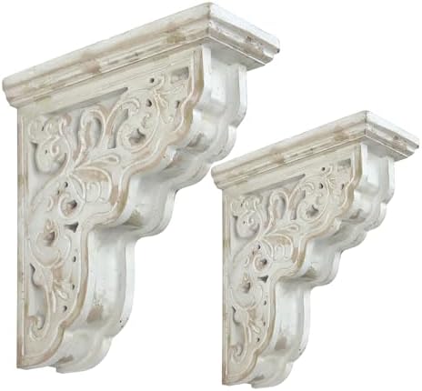 Set of 2 Corbels for Shelves Decorative Shelf Brackets Wood Corbels Farmhouse Shelf Corbels Distressed Decorative Shelf 