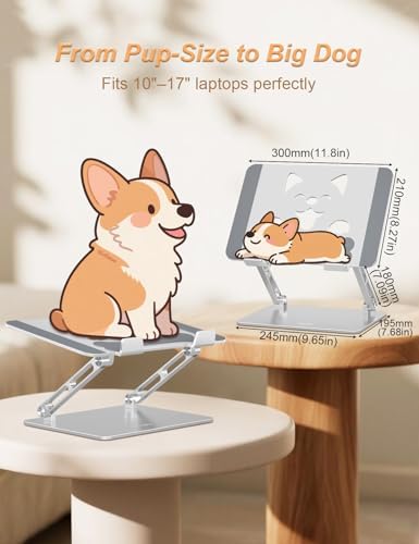 Aoviho Aluminum Laptop Stand for Desk Fit for All 10"-17.3" Laptops, Silver