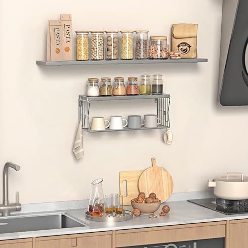 Floating Bathroom Shelves Wall Mounted - Wooden Shelf Set of 3 for Over Toilet Storage & Modern Bathroom Decor - Perfect