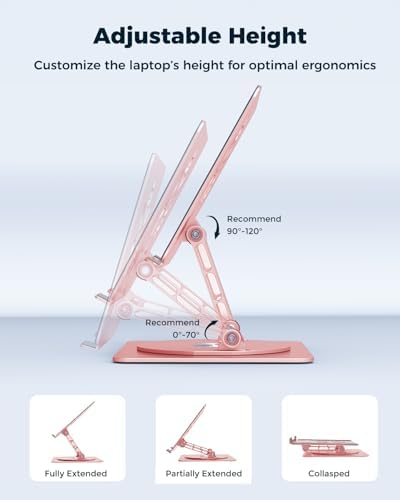 Aoviho 360° Rotating Laptop Stand for Desk | Adjustable, Foldable, Portable Aluminum Ergonomic Riser | Compatible with M