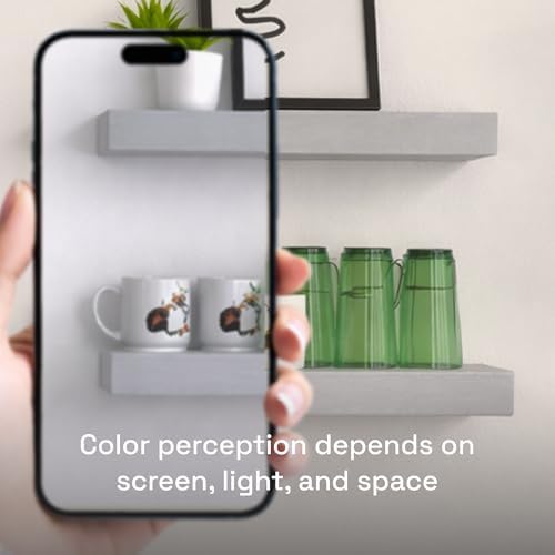 Solid Wood Floating Shelves for Wall 16 Inch Grey, Wooden Bathroom Shelf