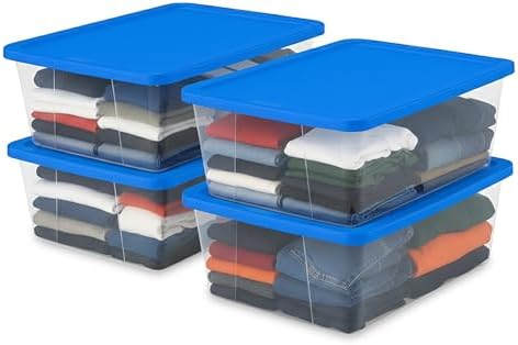 HOMZ Snaplock, Small Clear Plastic Storage Organizer Bins w/Lids, 4 Pack