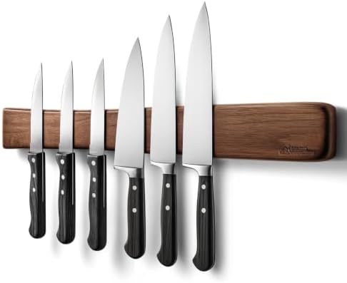 24 Inch Acacia Wood Magnetic Knife Holder with Multipurpose Use, Magnetic Knife Holders for Kitchen, Wooden Knife Rack, 