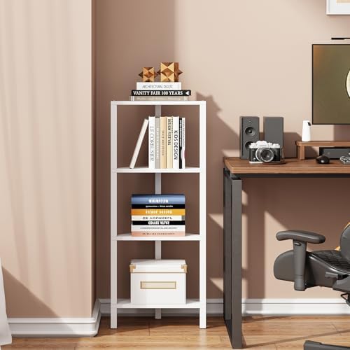 TUTOTAK Corner Shelf, 4-Tier Corner Bookshelf for Small Space