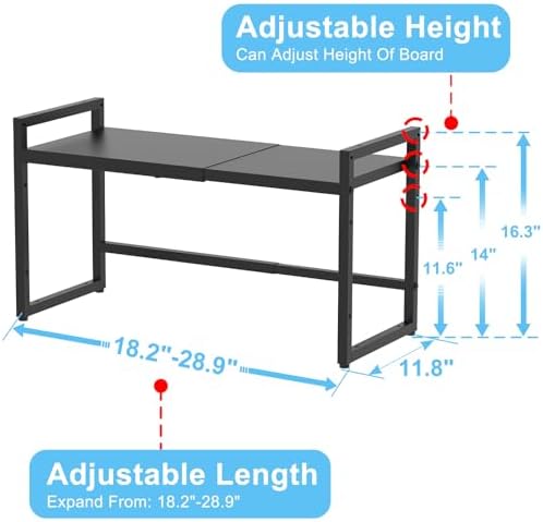 2 Pack Expandable Metal Storage Shelves, 110LBS Heavy Duty Shelving Units