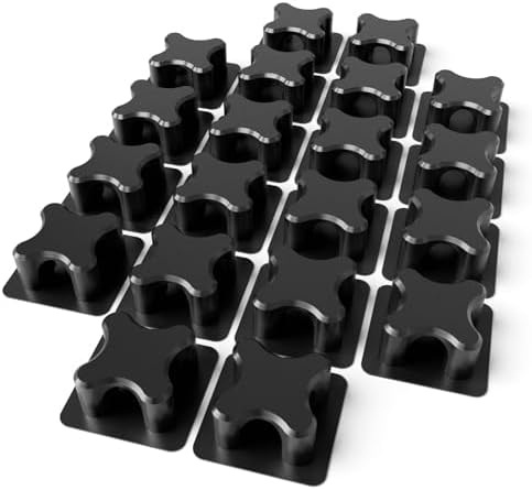 Magnetic Cable Organizer – Desktop Multipurpose Cord Keeper & Cable Management Clip for Home & Office (Black Cross 20Pcs