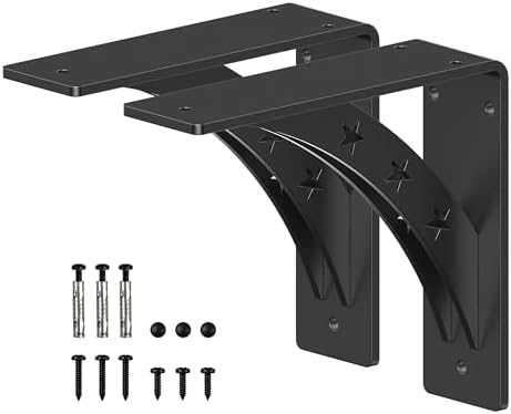Heavy Duty Shelf Brackets, Max Load 900 LBS, Premium Alloy Metal, Matte Black, 9 inch x 8 inch, Set of 2