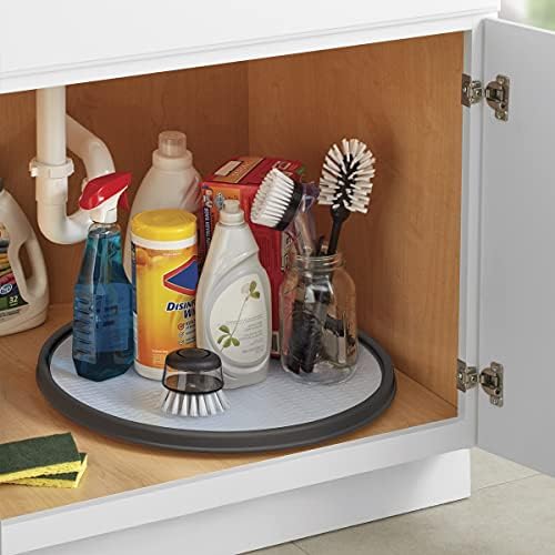 Copco Non-Skid Pantry Cabinet Lazy Susan Turntable, 18-Inch, Charcoal/Light Gray