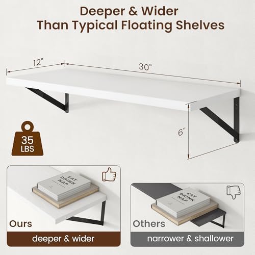 Axeman 12 Inch Deep Floating Shelves 30 Inches Long Set of 2