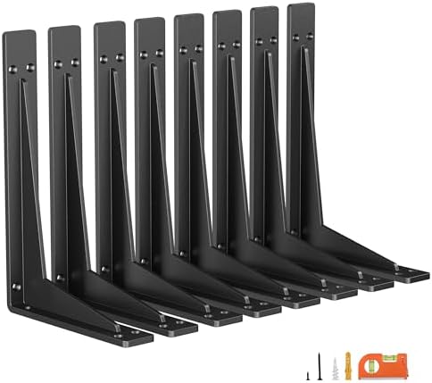 NEODROP 8-Pack 16 Inch Heavy Duty Shelf Brackets, Premium Metal Wall Bracket for Mantel, Countertop Support, Garage Stor