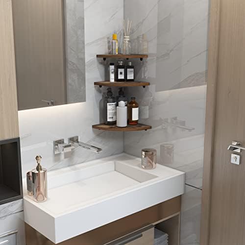 HORLIMER 6 Pack Wall Mount Floating Corner Shelf for Bedroom, Living Room