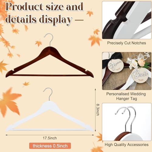 FillTouch 2 Pack Bride and Groom Wedding Hanger, Brown, White, Flower