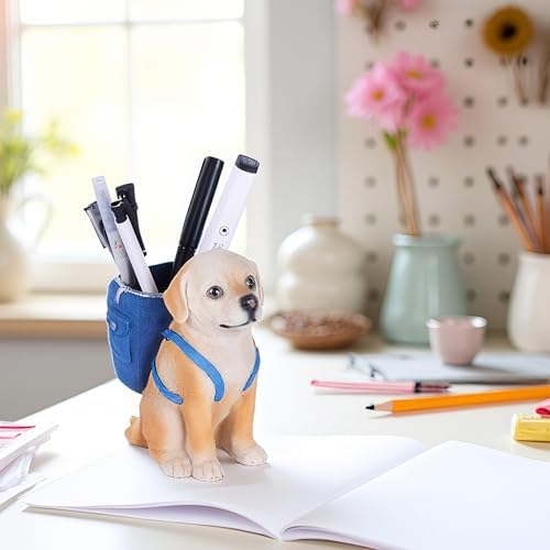Cute Labrador Retriever Pen Holder, Resin Dog Pencil Holder for Desk