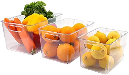Xicennego Refrigerator Organizer Bins Set of 3, Clear Plastic Storage Bins for Pantry, Fridge Organizer Set , Storage Or