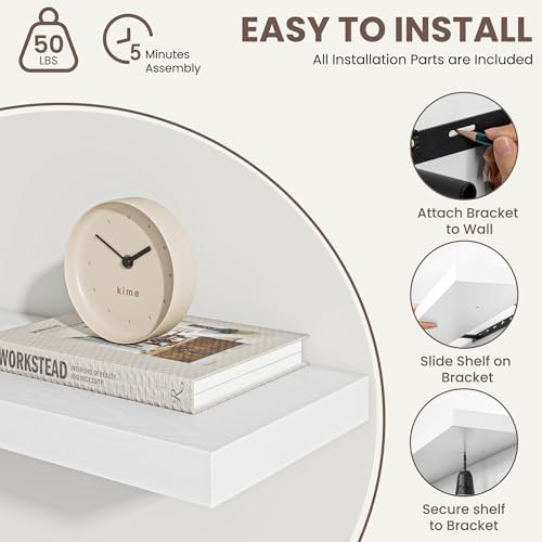 Acovy Floating Shelves for Wall 9 Inch,9.3" Deep Square Floating Shelf Set of 3,Wall Shelves Hanging Shelf with Invisibl