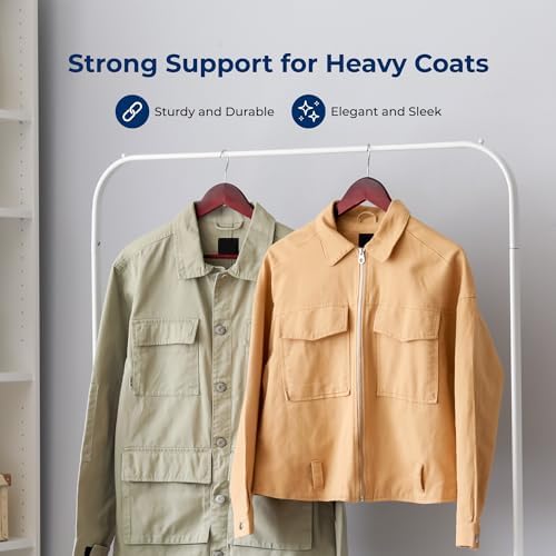 SereneLife 10-Pack Wooden Coat Hangers – Durable Suit Hangers with 360° Swivel Hook & Notches – Slim Design for Sweater, Shirts, Jackets, Dresses, and More