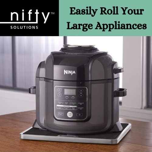 Nifty Large Appliance Rolling Tray - Silver, Home Kitchen Counter Organizer, Integrated Rolling System, Non-Slip Pad Top