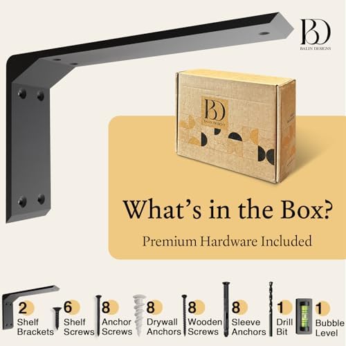 Countertop Brackets 10 –12 Inch Heavy Duty L Bracket – 9.5"x2.5"x6" (5/16" Thick / 8mm) Black Mantel Brackets & Corbels 