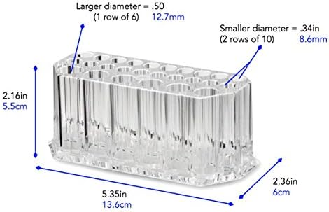 Acrylic Makeup Brush Organizer Slim Handle Storage Holder 26 Space Organization Cosmetic Storage Display Case Refillable