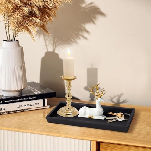 MAONAME Black Rustic Long Narrow Tray, 12.2"x 5" Wood Bathroom Vanity Tray