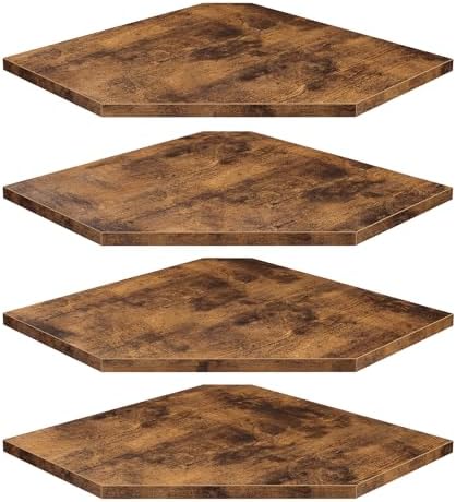 Homode Corner Shelf Wall Mount, Set of 4 Floating Corner Shelves with Cord Hole for Cable Box, Wood Corner Hanging Shelv