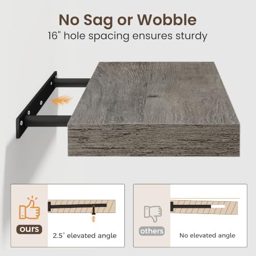 72 Inch Floating Shelves for Wall 2 Pack, Wood Wall Bathroom Shelves