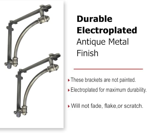 NACH Decorative Shelf Brackets, 2 Pack of 9.6 x 1.7 x 9.6 inch Antique Metal Cast Iron Shelf Brackets - Decorative Brack