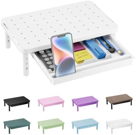 WALI Computer Monitor Stand with Storage, Monitor Riser 3 Height Adjustable