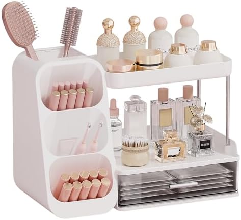 UFORU Makeup Organizer Countertop with Brush Holder for Vanity Bathroom