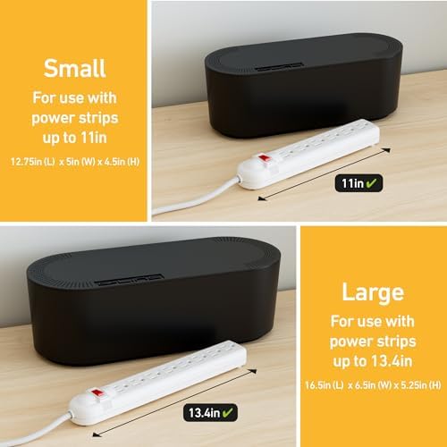 D-Line Cable Management Box with 6 AC Outlet 6ft Power Strip, Hide Extension Cords and Excess Wire Clutter, 12.75in (L) 