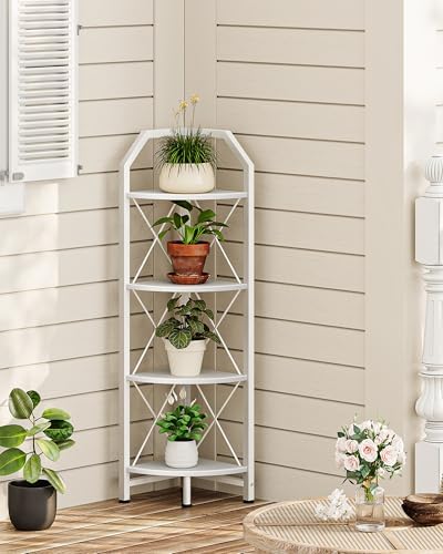 CHOEZON 4-Tier Corner Shelf, Industrial Corner Bookshelf, 47.6" Corner Storage Stand, Plant Stand Display Shelf, Corner 