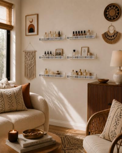 4 Pack 15 Inch Acrylic Nail Polish Wall Rack, Wall Mounted Display Shelves