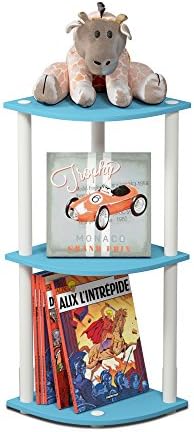 Furinno TURN-N-TUBE Corner Shelf, 3-Tier Corner Bookshelf, Display Storage Shelves with Open Shelves, for Organization a