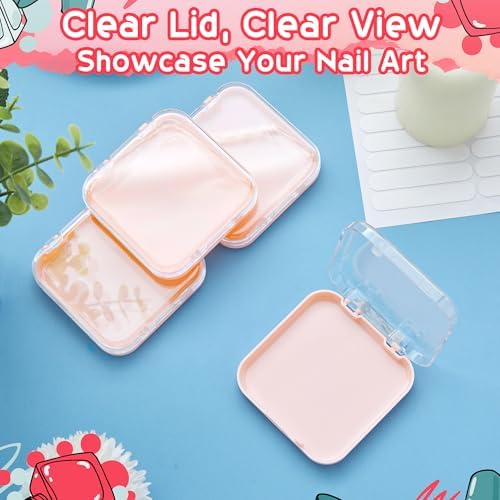 AceOrbit 48 Pcs Press on Nail Box Packaging, Pink Acrylic Case