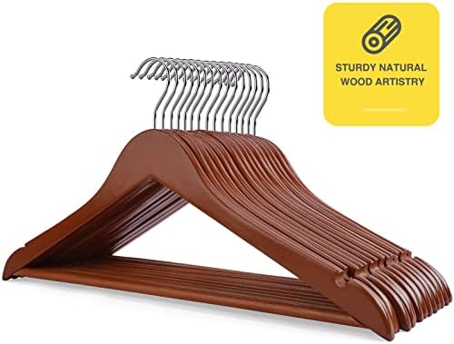 Wooden Hangers Clothes Hangers 30 Pack Slim Wood Hanger Coat Hanger for Closet,Hanger with Extra Smooth Finish,Hangers for Shirt Suit Dress Yellow Peach