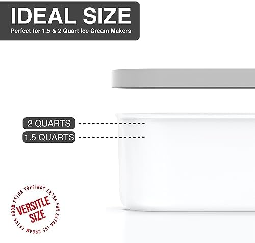 BALCI 2 Quart Ice Cream Container - Freezer Tub (Grey)