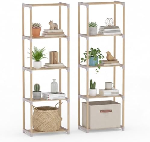 Tangkula 5-Tier Solid Wood Bookshelf, Pine Wood Bookcase with Open Shelves, Floor Standing Storage Organizer, Multi-Func