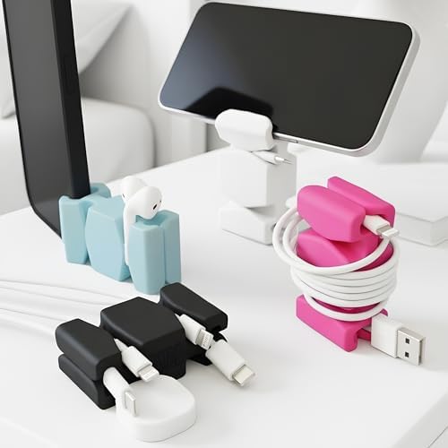 CordBrick 4PK Silicone & Steel Weighted Nightstand Cord Holders. Travel Phone Charger Organizers. Useful iPhone Accessor