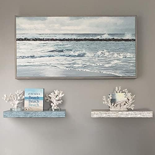 Sorbus 16 Inch Wood Floating Shelves for Wall (2 Pack, Blue/Rustic)