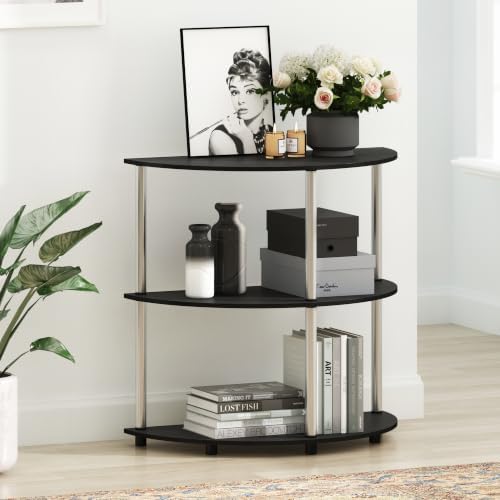 Furinno FRANS Toolless Half Round 3-Tier Entryway Table, Darkwood