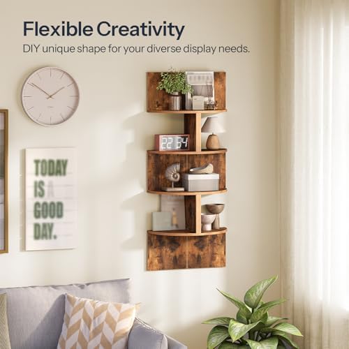 HOOBRO Corner Shelf Wall-Mounted, Set of 2 Floating Corner Shelves for Wall, 4-Tier Corner Bookshelves Floating Shelf fo