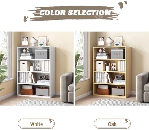 NELYE 4 Tier Open Shelf Bookcase, 23.62" x 9.53" x 41.81" in, White